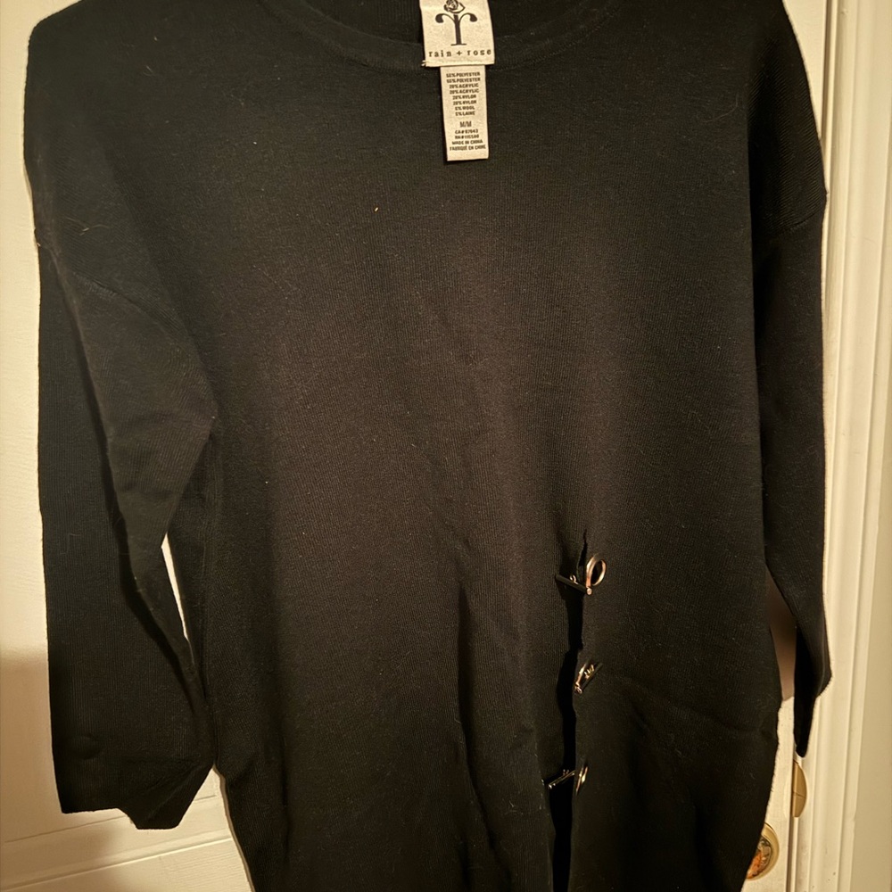 Black Sweater with Unique Button Design